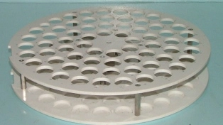 SAMPLE TRAY (TRAY ONLY) TRAY FOR AN AUTO SAMPLER WITH SIXTY EIGHT NUMBERED TEST TUBE SLOTS 13 &frac14; IN 