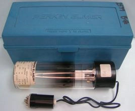 PERKIN ELMER INTENSITRON LAMP, PART NO: 303-6016, NO: 0559854T, CURRENT OPERATING MAXIMUM: 4 MA / 8M