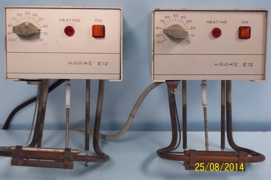 HAAKE STIRRER HEATER UNIT MODEL: E12 NR 711004 110V FRONT: HEAT-LEVEL CONTROL (0-100