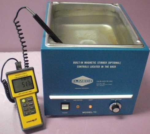 ELEMCO BATH BUILT IN MAGNET STIRRER (OPTIONAL) MODEL: 70-2 9-97, : 1145, 110V, 6A, HEATS HOLDS TEMP