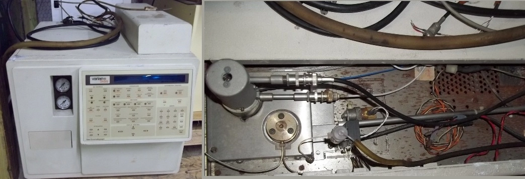 VARIAN 3400 GAS CHROMATOGRAPH MODEL: 03-917001-00 : 7983, 120VAC, 50/60HZ, DUAL INLETS, SINGLE ELCD 