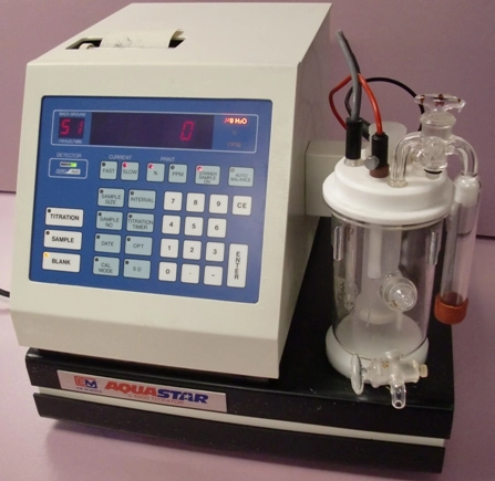 EM SCIENCE AQUASTAR C1000 COULMETRIC KARL FISHER MOISTURE METER TITRATOR TYPE: AQ-5, MFG NO 81113