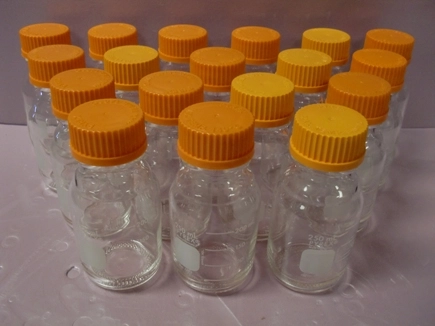  250 ML PYREX JARS WITH ORANGE PYREX SCREW ON CAPS, MAX TEMPERATURE 140&deg;C FOR COLUMBUS INSTRUMENTS