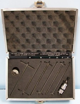 BROOKFIELD HELIPATH T-BAR SPINDLE SET A-F WITH CHUCK AND WEIGHT, IN BLACK CASE