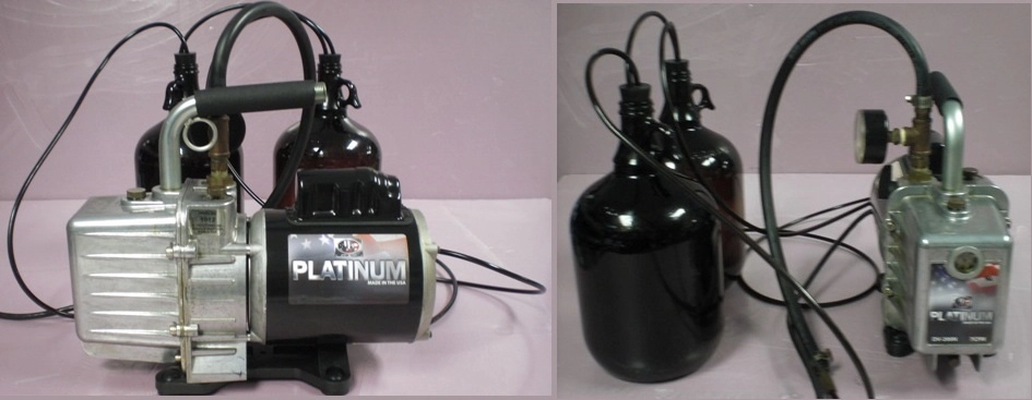JUST BETTER PLATINUM SERIES VACUUM PUMP DV-200 N WITH HOSE AND 2 ONE GALLON AMBER JUGS, PUMP: 7CFM 2