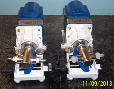 FLUID METERING INC TYPE: QG-6 FMI LAB PUMP MODEL: QG6-0 W/ PISTON DIAMETER 1/8" FLOW RATE ML/MIN 0 