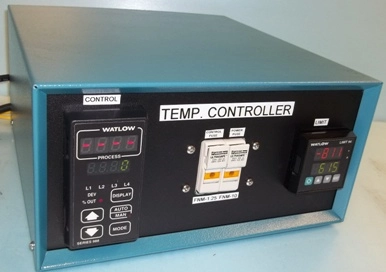 TEMPERATURE CONTROLLER 115V POWER IN WATLOW SERIES 988 CONTROLLER AND A WATLOW LIMIT 94 CONTROLLER 