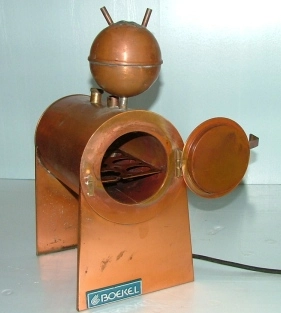 BOEKEL CAT NO 1143 : 729805 COPPER CYLINDRICAL OVEN WITH TUBE HOLDING RACK INSIDE 7-1/2" LONG X 4
