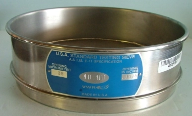 VWR USA STANDARD TESTING SIEVE ASTM E-11 SPECIFICATIONS OPENING MICRO METERS: 38, INCHES: 0015, NO 