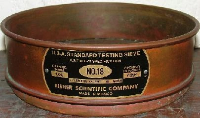 FISHER SCIENTIFIC CO USA STANDARD TESTING SIEVE, ASTM E-11 SPECIFICATIONS: NO 18 TYLER EQU