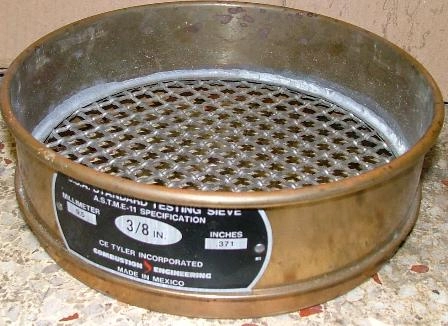 COMBUSTION ENGINEERING, SIEVE ASTEME-11, SPECIFICATION 3/8 IN INCHES 371 MM 95