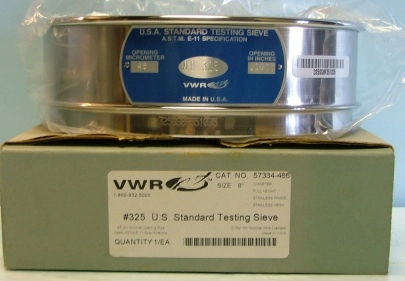 VWR #325 US STANDARD TESTING SIEVE 8" DIA NO 57334-486 STAINLESS STEEL (NEW)
