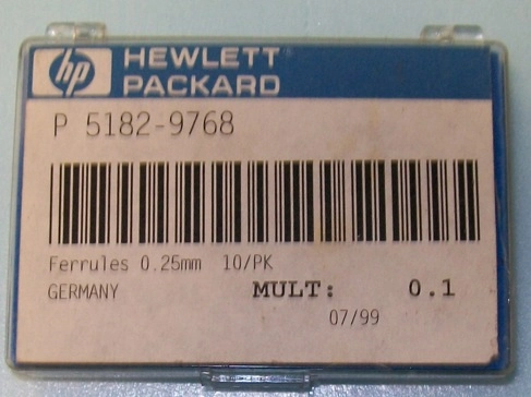 HEWLETT PACKARD FERRULES 025 MM, P5182-9768 MULT: 01 7/99