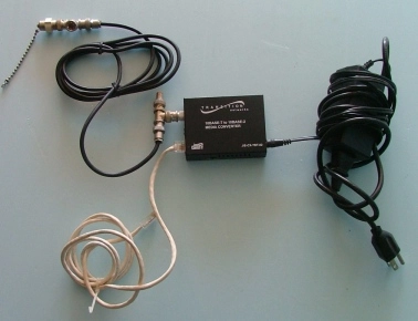 TRANSITION NETWORKS 10 BASE-T TO 10 BASE-2 MEDIA CONVERTER MODEL J/E-CX-TBC-02 WITH 10 BASE-T CABLE 