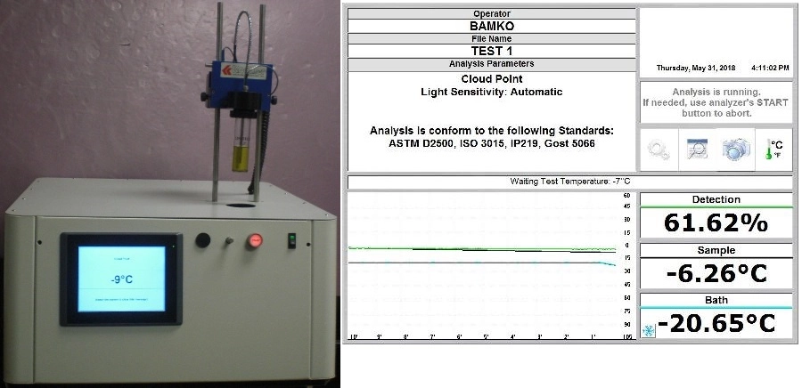 KOEHLER INSTRUMENT CO CLOUD POINT ANALYZER, WITH INTEGRATED PANEL TOUCH SCREEN PC WITH 2 USB INLET