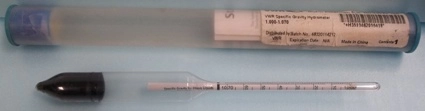 VWR SPECIFIC GRAVITY HYDROMETER FOR HEAVY LIQUIDS, NO: 11402523, 1070 TO 1000, TEMP 60 DEG/60 DEG