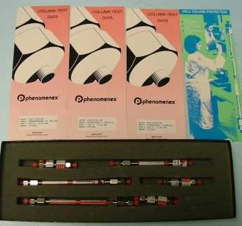 PHENOMINEX HPLC COLUM SET W/ PART NO 03A-3169-E0 TYPE PHENOSPHERE 3 ODS-2 80A SIZE 30X46MM 3 O 1772