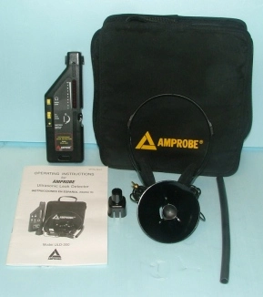 AMPROBE ULTRASONIC LEAK DETECTOR MODEL ULD-300 WITH PARABOLA PB-1 ADAPTER TEA-1 TUBULAR EXTENSION TE