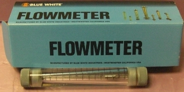 BLUE WHITE FLOW METER, M/N: F-44500LH-8, 9801, F-40500LN GPM 0 TO 20 GPM GRADUATED 18 TO 20 NEW c