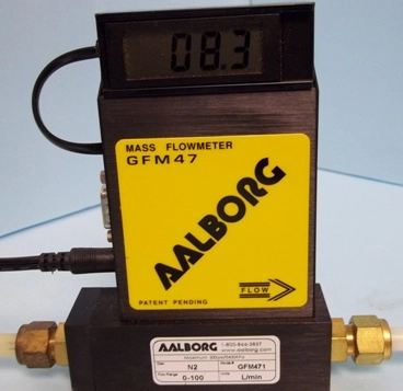 AALBORG MASS FLOW METER GFM-47 MAX PSI: 500, KPA: 3400, GAS N2, MODEL: GFM471, FLOW RANGE 0-100 UNI