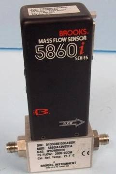 BROOKS MASS FLOW CONTROLLER 5860 I SERIES, : 0100080150544001, MOD: 58601A13VB2EA GAS: HYDROGEN, FS 