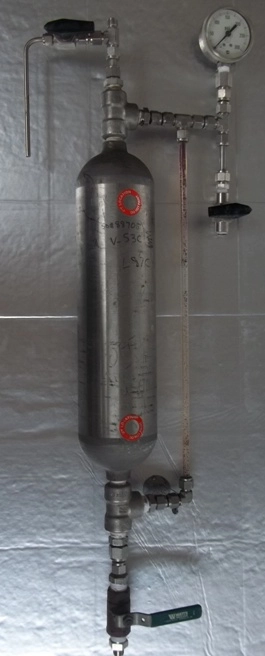 HOKE, 2000 ML SAMPLE CYLINDER, DOT 3A 1800, SD 88705, 86AOOOO9, A301, VALVED ON BOTH ENDS WITH SIGHT