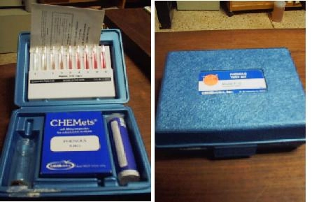 CHEMETRICS, INC MODEL P-12 CATALOG NO K-8012, PHENOLS TEST KIT WITH INSTRUCTIONS (dfp062002b) cl