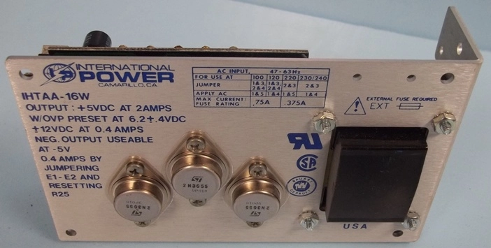 POWER-ONE DC POWER SUPPLY : 5000753 5VDC AND 15 VDC OUTPUT/ 100-240 VAC INPUT 47-63HZ