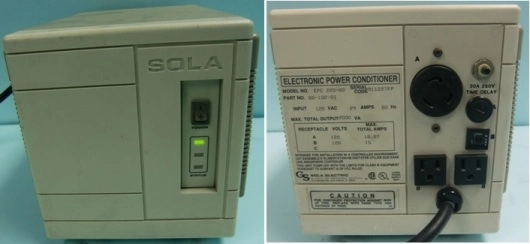 SOLA ELECTRIC A UNIT OF GENERAL SIGNAL ELECTRONIC POWER CONDITIONER M ODEL NO EPC 220-60 CODE 91122