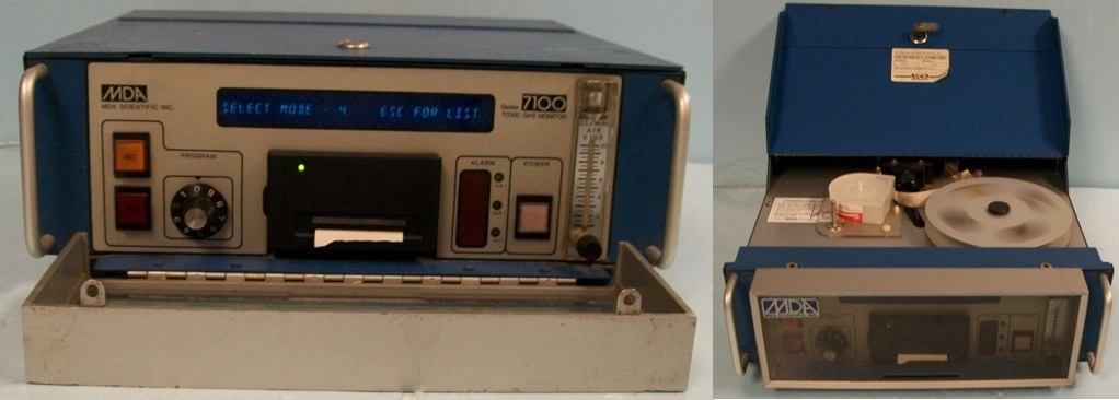 MDA SCIENTIFIC SERIES 7100 CONTINUOUS TOXIC GAS MONITOR WITH BUILT IN THERMAL PRINTER THAT DOCUMENTS