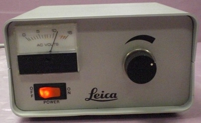 LEICA LIGHT CONTROL BOX FOR MICROSCOPE, 0-15 VARIABLE AC OUTPUT 115 VAC, 60HZ, 100 WATT MAX, AMP: 1