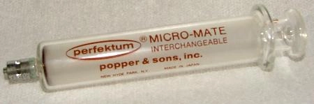 MICRO-MATE GLASS SYRINGE INTERCHANGEABLE PERFEKTUM, POPPER &amp; SONS, INC 0-20 CC, SIZE: 2