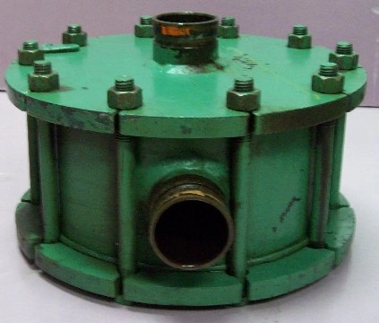 HYDRAULIC OIL BLIND FLANGE DRUM TYPE FILTER, 13" DIA WITH 2" INLET AND 2" OUTLET