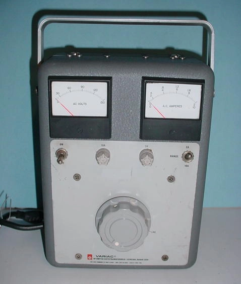 GenRad Variac W10MT3A, cased, 10 amps, 120 volts, with volt and amp meters. 19#