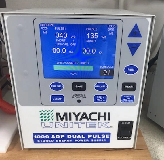 Amada Miyachi 1000ADP 1000 wt-sec dual pulse welding supply and transformer 1-297-03. Universal 115-240 volt input.