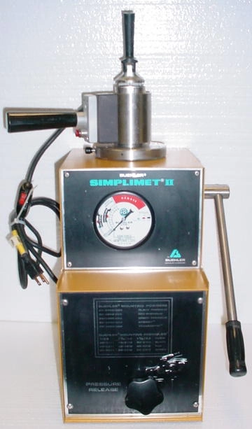 Buehler Simplimet II specimen mounting press 20-1320-115, with a choice of 1", 1.25" or 1.5" mold, 115 volt heater