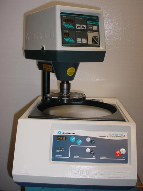 Buehler Ecomet 4000 12" variable speed polisher 49-1780 with Automet2 head. Choice of either&nbsp; a 10 position 1" or 3 position 2", specimen mount holder. 50 to 500 rpm&nbsp; 115 volts. Note: membrane on button does not work. We will install a separate push button