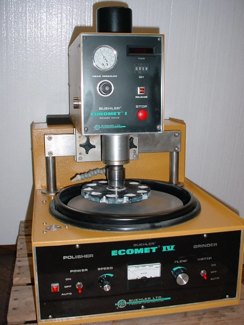 Buehler Ecomet IV 12", 50 to 500 rpm polisher with EurometI automatic pneumatic head Your choice of a 10 position 1 or six position1.25" specimen holder.&nbsp; Video