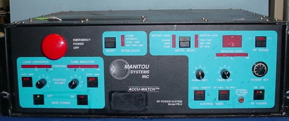 Manitou Systems PS-3, 13.56 Mhz, 300 watts with built in auto match. HN output connector.&nbsp; 115 volts.