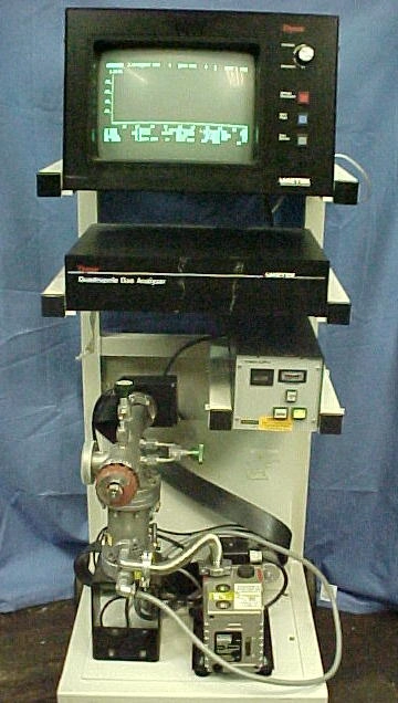 Ametek/Dycor M100 MBHCD residual gas analyzer system, 100AMU, cart mounted, Faraday cup and electron multiplier, w/ Balzers TPU50 turbo, Balzers TCP040 control and Edwards E2M-1 backing pump and aperture bypass manifoldINFO