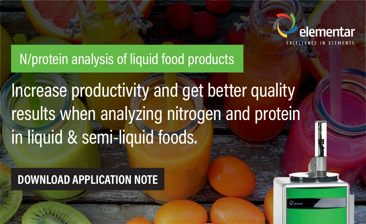 Elementar APPLICATION NOTE - Nitrogen and protein analysis of liquid food products
