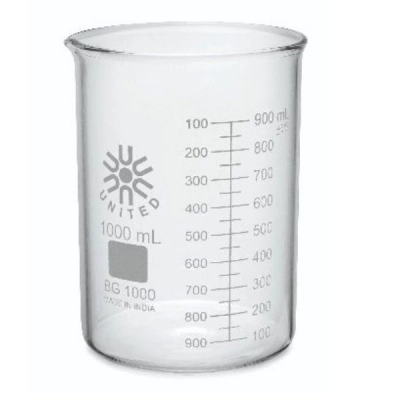 United Scientific 1000 ml Beakers, Low Form, Borosilicate Glass BG1000-1000-CASE