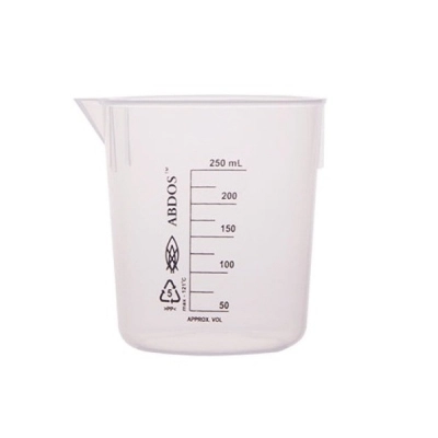 Foxx Life Sciences Abdos Printed Plastic Beakers, Polypropylene (PP) 250ml, 12/CS P50603