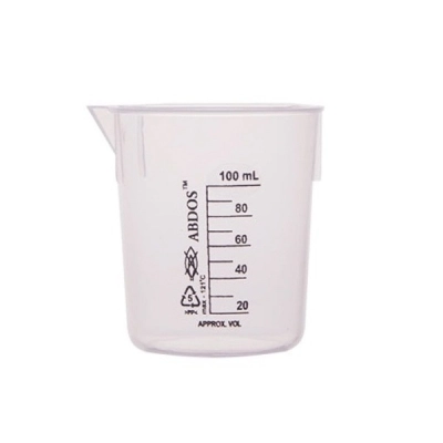 Foxx Life Sciences Abdos Printed Plastic Beakers, Polypropylene (PP) 100ml, 12/CS P50602