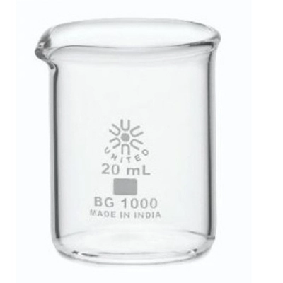 United Scientific 20 ml Beakers, Low Form, Borosilicate Glass BG1000-20