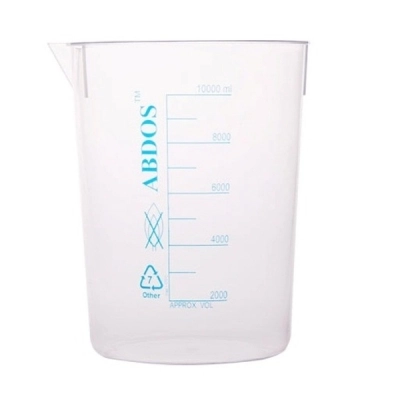 Foxx Life Sciences Abdos Printed Beakers Without Handle, TPX Polymethyl (PMP) 10000ml, 1/EA P50708