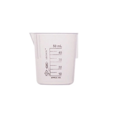 Foxx Life Sciences Abdos Printed Plastic Beakers, Polypropylene (PP) 50ml, 12/CS P50601