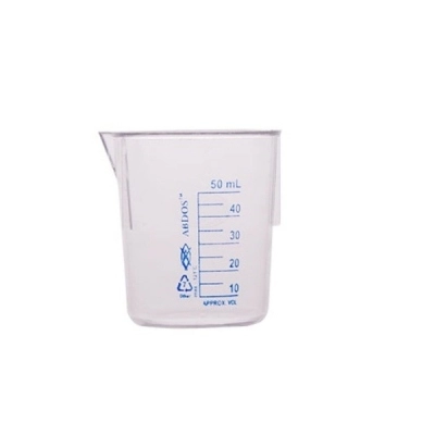 Foxx Life Sciences Abdos Printed Beakers Without Handle, TPX Polymethyl (PMP) 50ml, 12/CS P50701