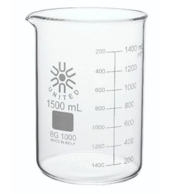 United Scientific 1500 ml Beakers, Low Form, Borosilicate Glass BG1000-1500-CASE