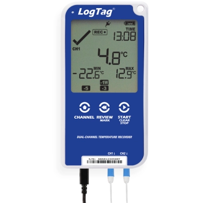 LogTag UTRED30-16 Dual-Channel LCD Temperature Data Logger